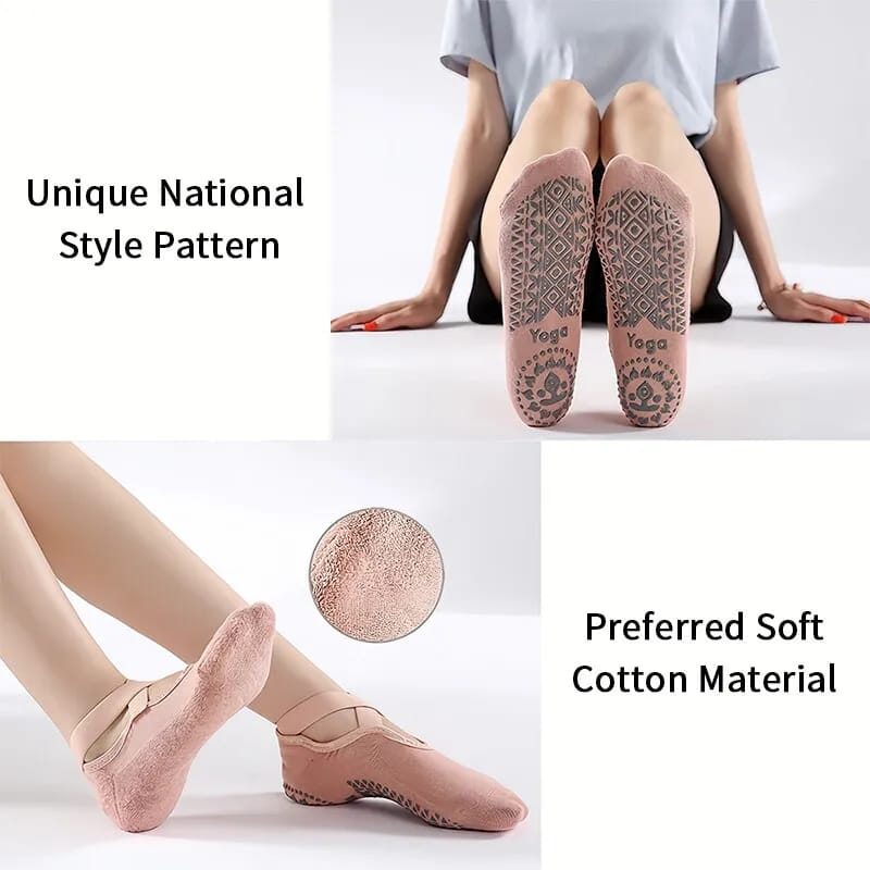 Women Toe Yoga Socks Cotton Breathable Anti-Slip Elasticity