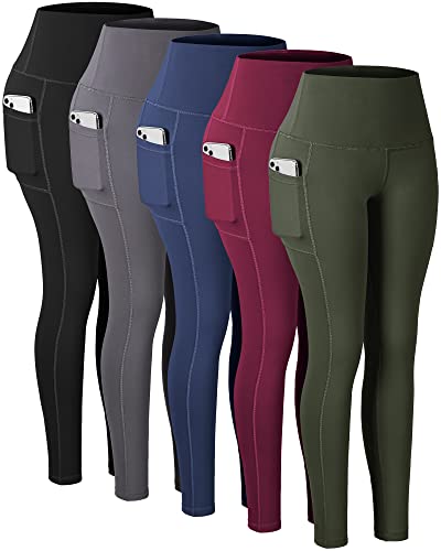 CHRLEISURE Leggings with Pockets for Women, High Waisted Tummy Control Workout Yoga Pants