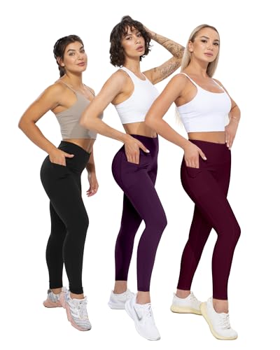 CHRLEISURE Leggings with Pockets for Women, High Waisted Tummy Control Workout Yoga Pants