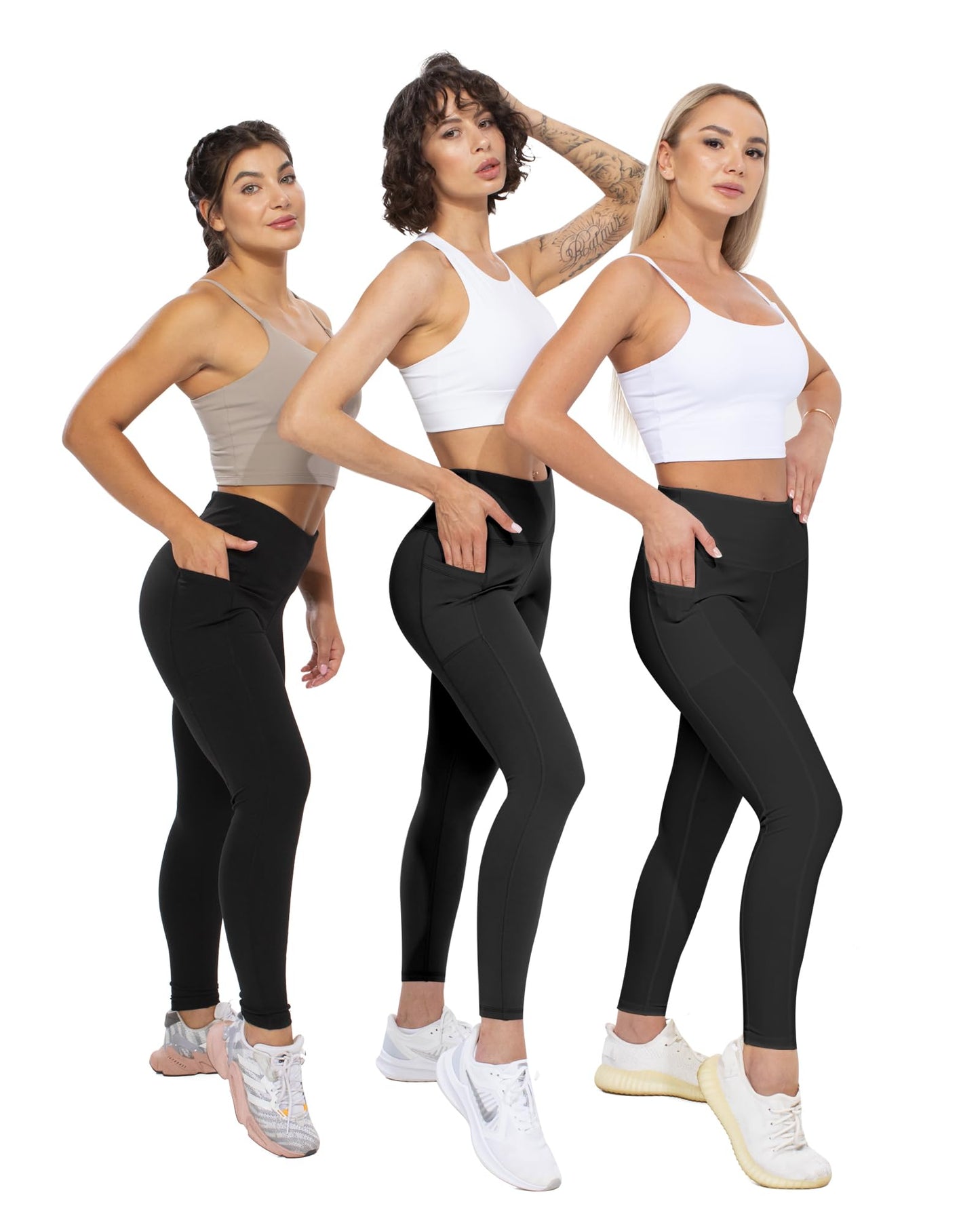 CHRLEISURE Leggings with Pockets for Women, High Waisted Tummy Control Workout Yoga Pants