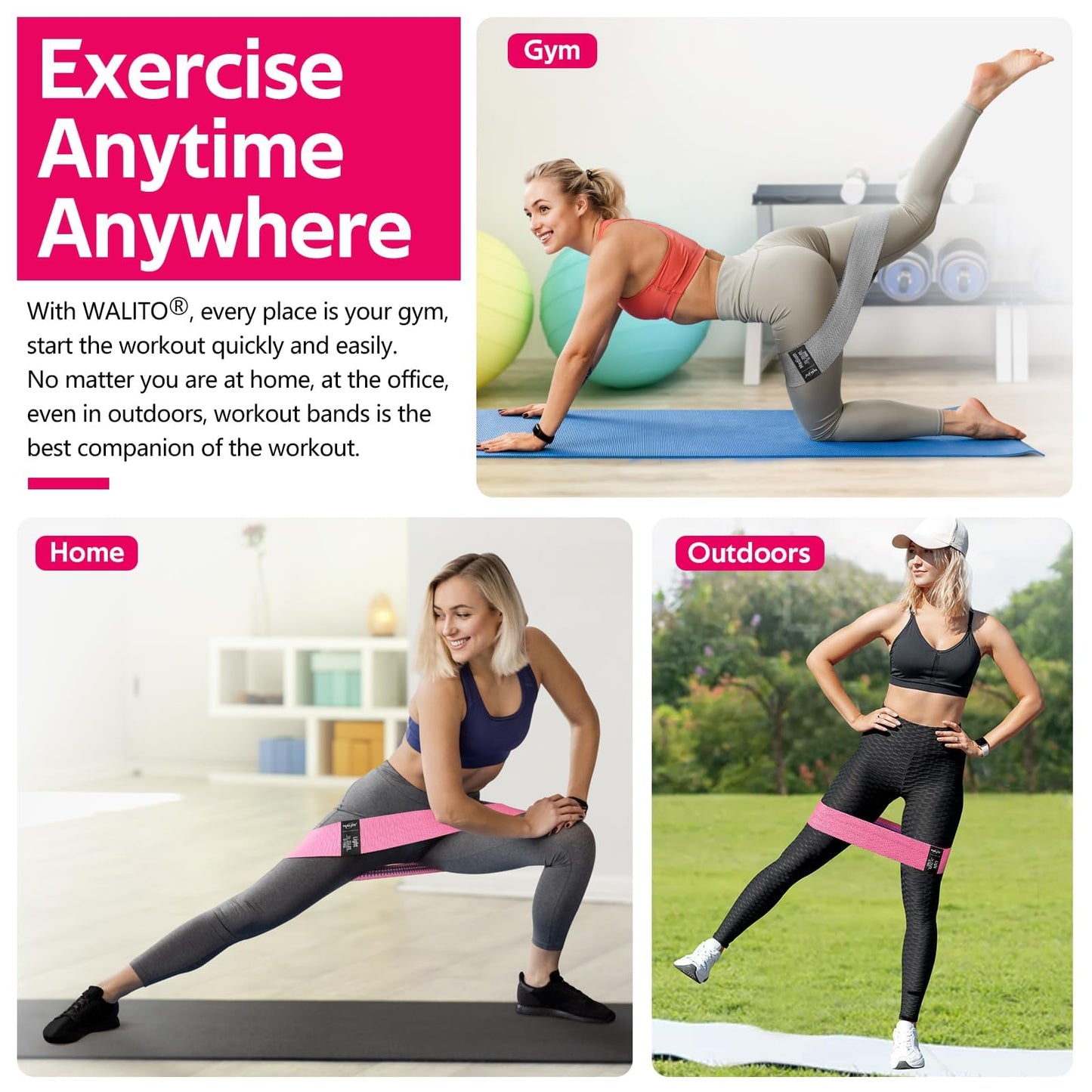 Fabric Resistance Bands for Working Out, Exercise Bands for Glutes and Legs | Workout Band for Women and Men, Elastic Booty Band Set for Squats, Hip, Thigh, Yoga, Pilates, Rehab, Fitness and Home Workout