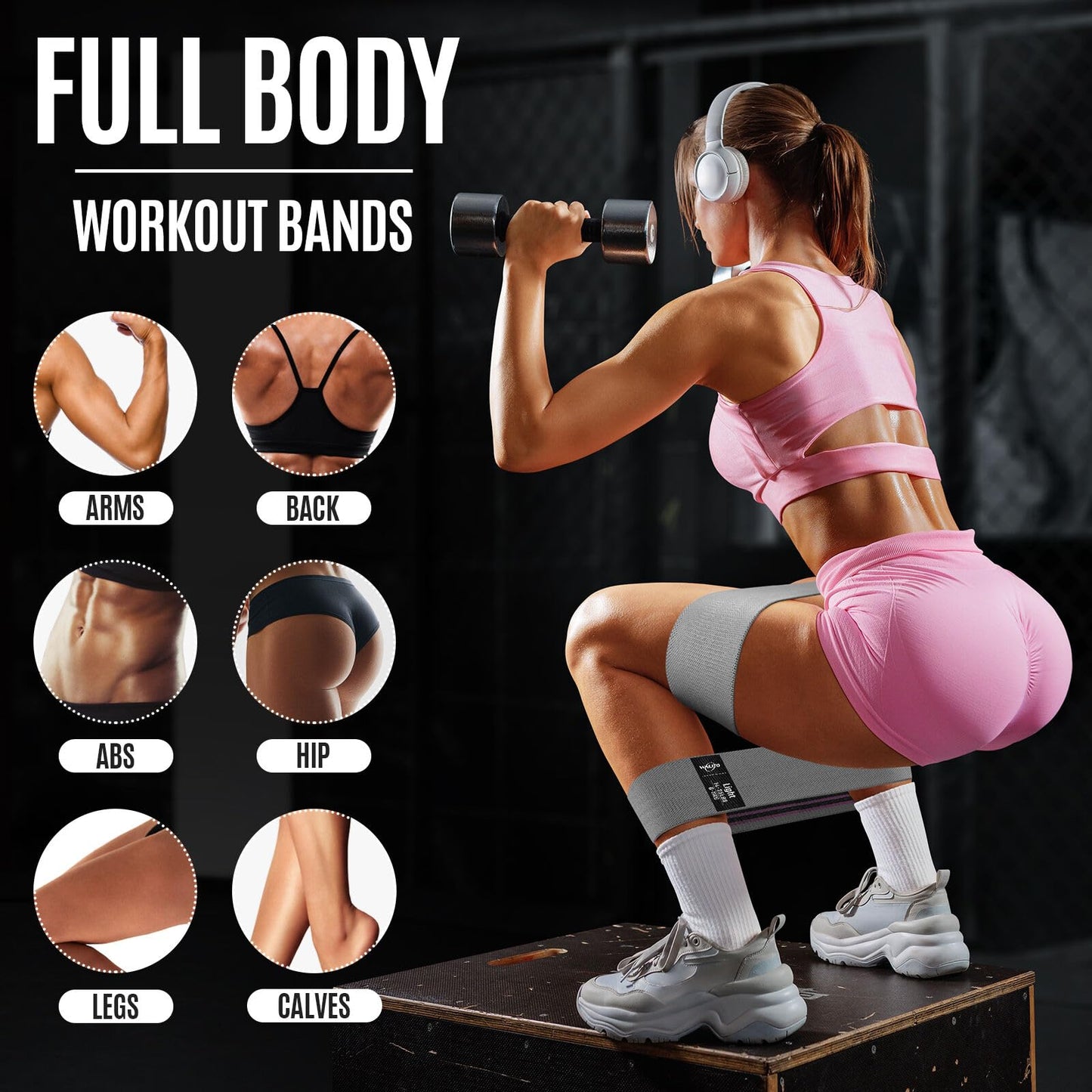 Fabric Resistance Bands for Working Out, Exercise Bands for Glutes and Legs | Workout Band for Women and Men, Elastic Booty Band Set for Squats, Hip, Thigh, Yoga, Pilates, Rehab, Fitness and Home Workout