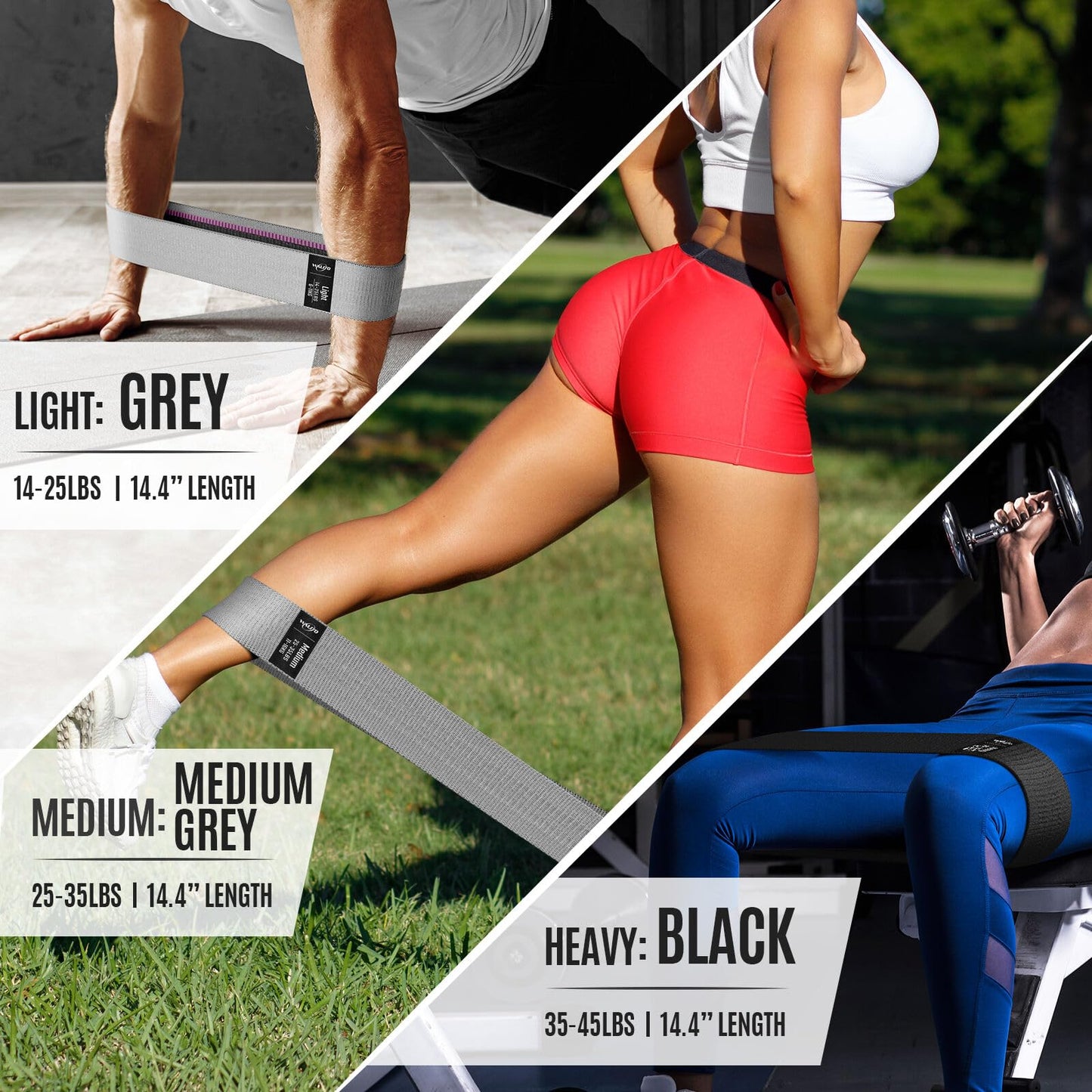 Fabric Resistance Bands for Working Out, Exercise Bands for Glutes and Legs | Workout Band for Women and Men, Elastic Booty Band Set for Squats, Hip, Thigh, Yoga, Pilates, Rehab, Fitness and Home Workout